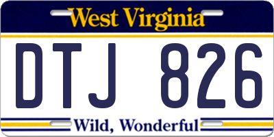 WV license plate DTJ826