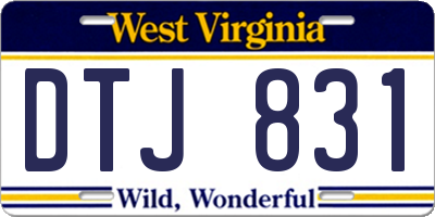 WV license plate DTJ831