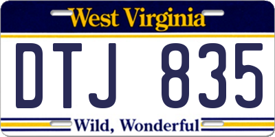 WV license plate DTJ835