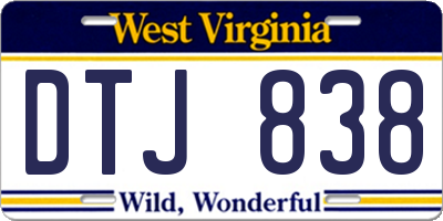 WV license plate DTJ838
