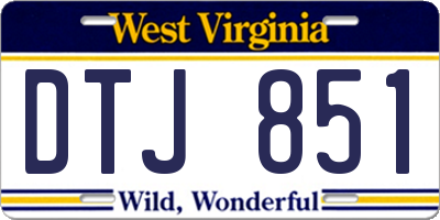 WV license plate DTJ851
