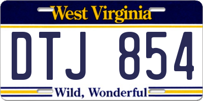 WV license plate DTJ854