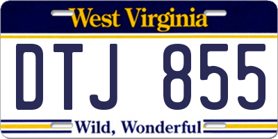 WV license plate DTJ855