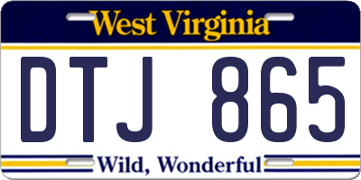 WV license plate DTJ865