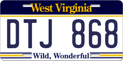 WV license plate DTJ868