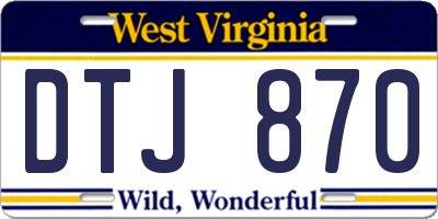 WV license plate DTJ870