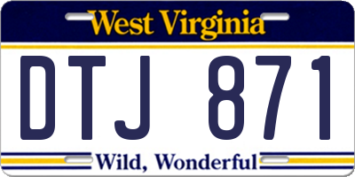 WV license plate DTJ871
