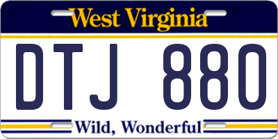 WV license plate DTJ880