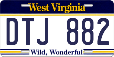 WV license plate DTJ882