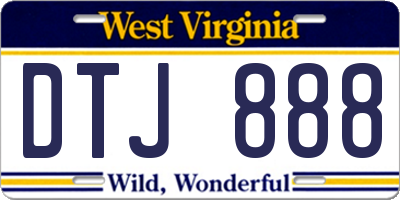 WV license plate DTJ888