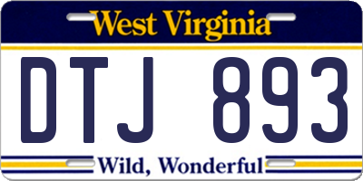 WV license plate DTJ893
