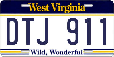 WV license plate DTJ911