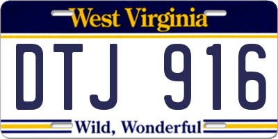 WV license plate DTJ916