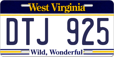 WV license plate DTJ925
