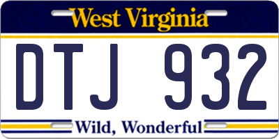WV license plate DTJ932