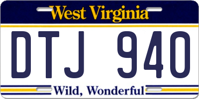 WV license plate DTJ940