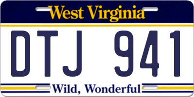 WV license plate DTJ941