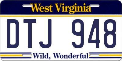 WV license plate DTJ948