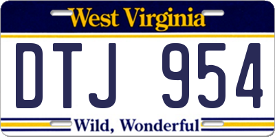 WV license plate DTJ954