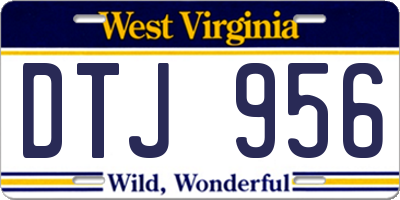 WV license plate DTJ956