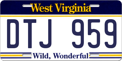 WV license plate DTJ959