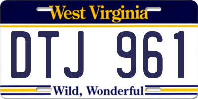 WV license plate DTJ961