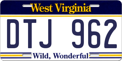 WV license plate DTJ962