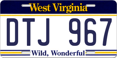 WV license plate DTJ967
