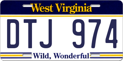 WV license plate DTJ974