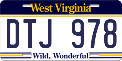 WV license plate DTJ978
