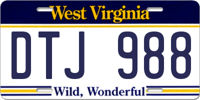 WV license plate DTJ988