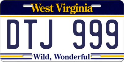 WV license plate DTJ999