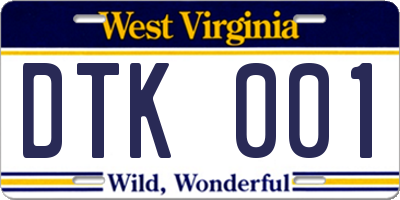WV license plate DTK001