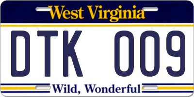 WV license plate DTK009