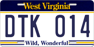WV license plate DTK014
