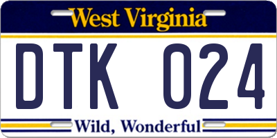 WV license plate DTK024