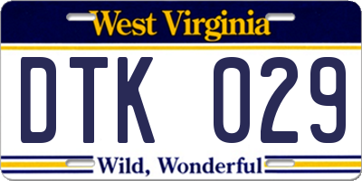 WV license plate DTK029