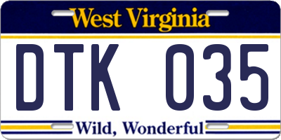 WV license plate DTK035
