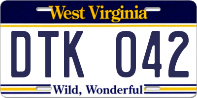 WV license plate DTK042