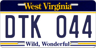 WV license plate DTK044