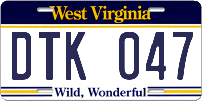 WV license plate DTK047