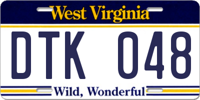 WV license plate DTK048