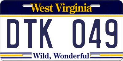 WV license plate DTK049