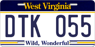 WV license plate DTK055