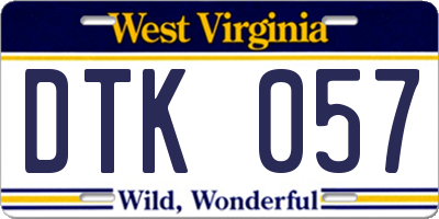 WV license plate DTK057