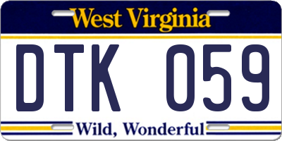 WV license plate DTK059