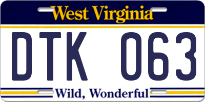 WV license plate DTK063