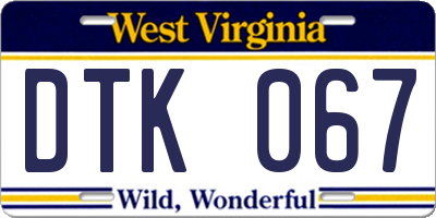 WV license plate DTK067