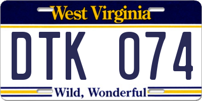 WV license plate DTK074