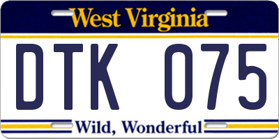 WV license plate DTK075